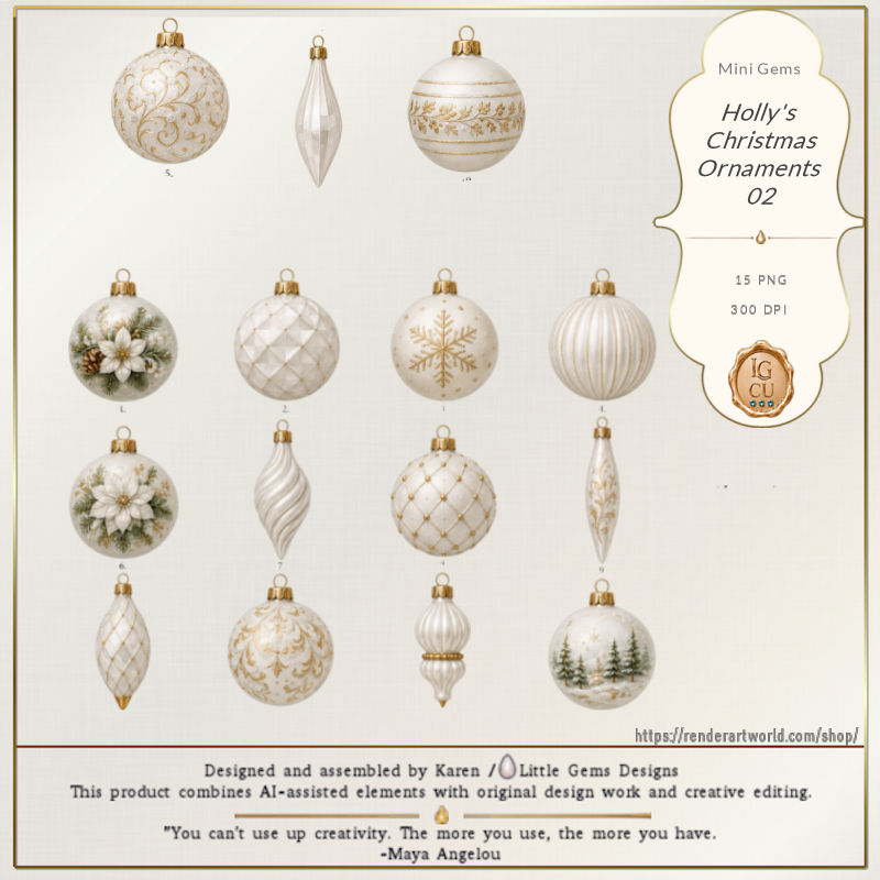 (image for) Mini Gems | CU | Holly | Holly's Christmas Ornaments 02